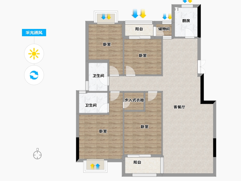 浙江省-宁波市-紫东名府-110.00-户型库-采光通风