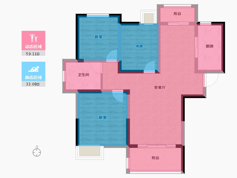 安徽省-合肥市-华润橡树湾-81.55-户型库-动静分区