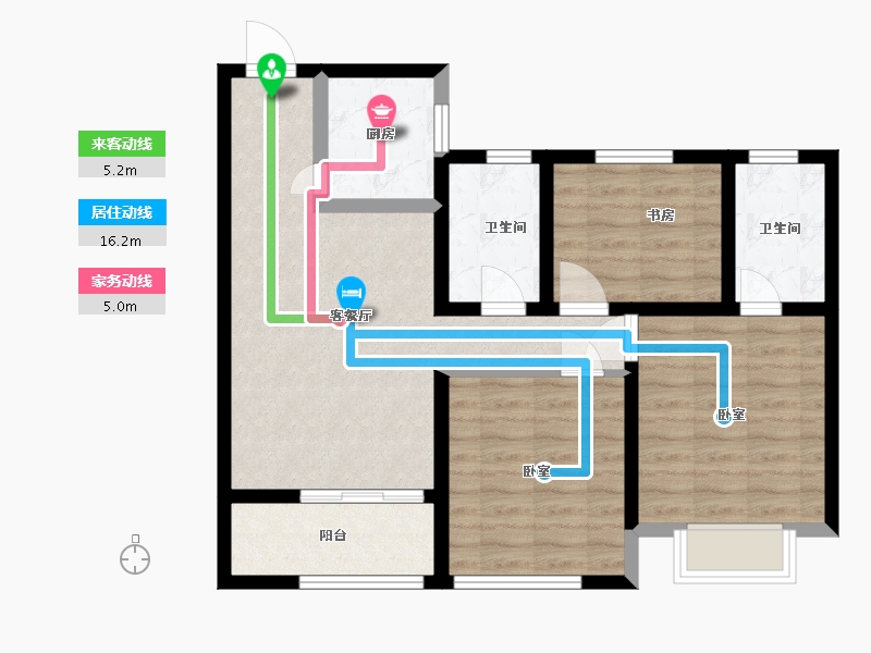 浙江省-嘉兴市-四季香榭-76.19-户型库-动静线