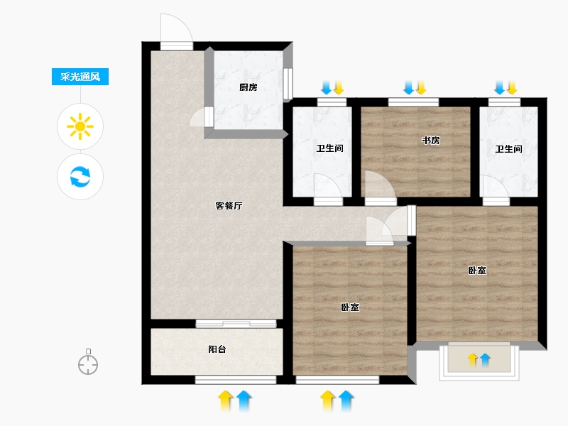 浙江省-嘉兴市-四季香榭-76.19-户型库-采光通风