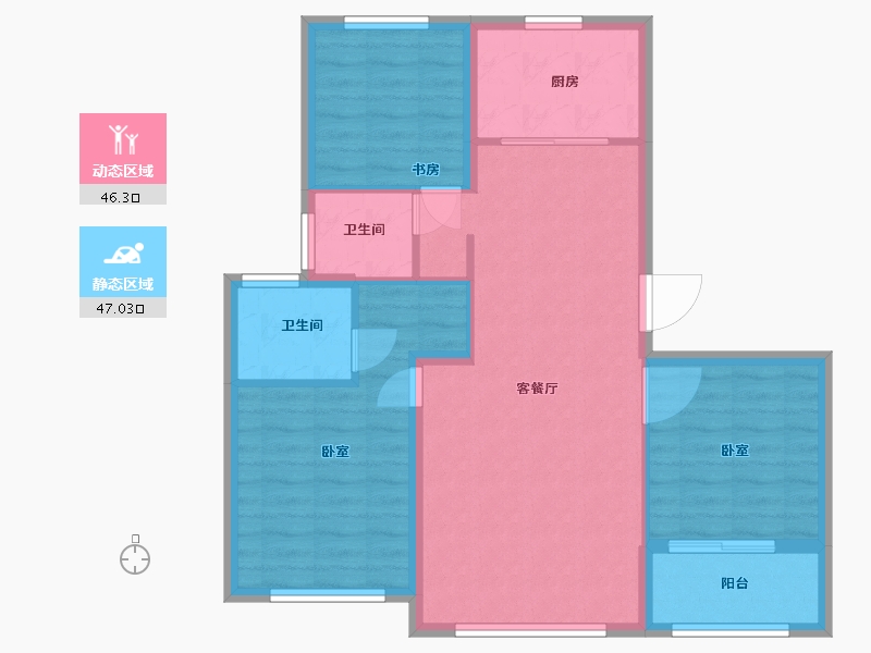 浙江省-宁波市-雅戈尔明洲-84.10-户型库-动静分区