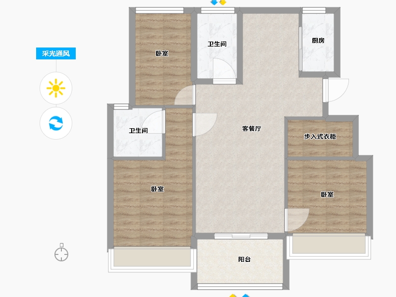 浙江省-嘉兴市-卡森卫星城名庭园-90.01-户型库-采光通风