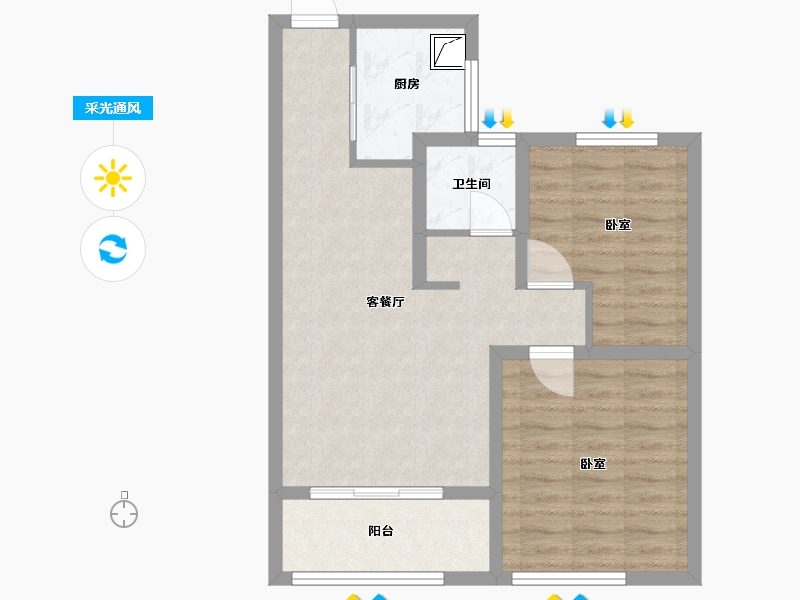 浙江省-嘉兴市-四季香榭-62.58-户型库-采光通风