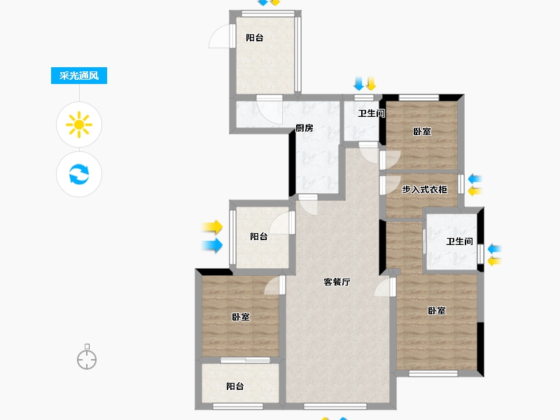 浙江省-宁波市-雅戈尔明洲-100.00-户型库-采光通风