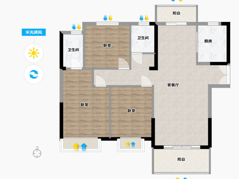 湖北省-黄石市-金銮·龙吟湾-103.10-户型库-采光通风