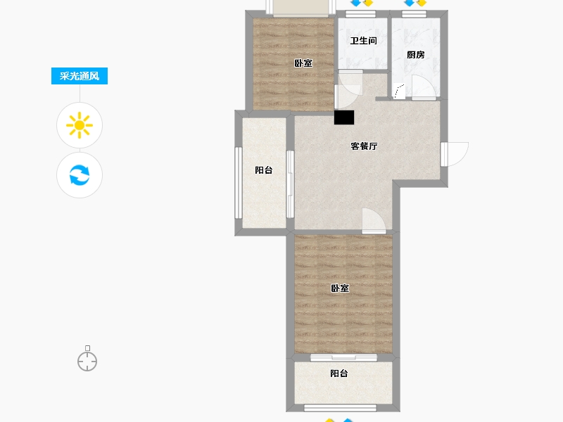 浙江省-宁波市-香河湾-59.51-户型库-采光通风