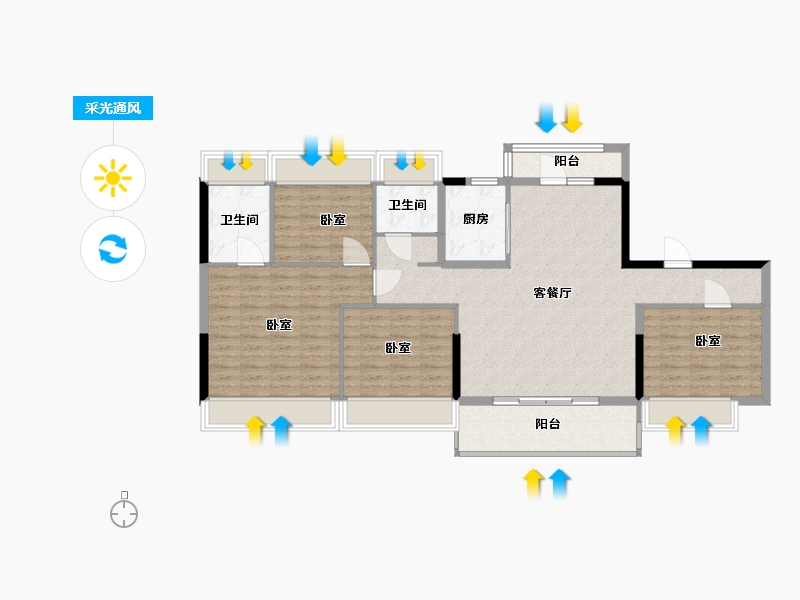 湖北省-黄石市-碧桂园·翘楚棠-116.00-户型库-采光通风