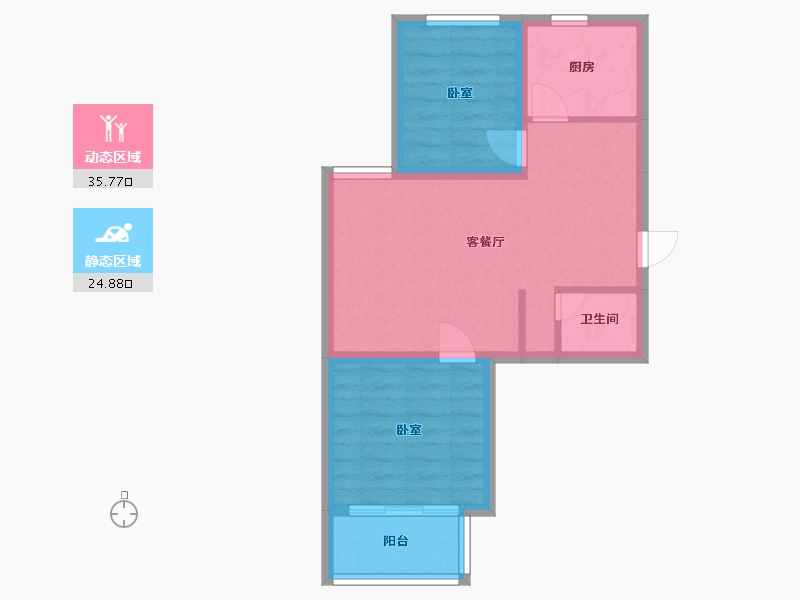 内蒙古自治区-呼和浩特市-闻都世界城-53.87-户型库-动静分区