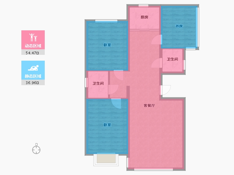 内蒙古自治区-包头市-睿瀛佳苑-82.14-户型库-动静分区