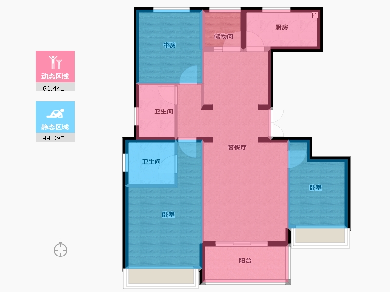 浙江省-宁波市-鼎豪名苑-95.00-户型库-动静分区