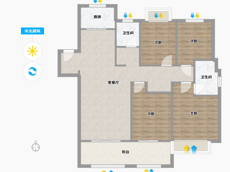 江苏省-淮安市-中南世纪城-100.55-户型库-采光通风