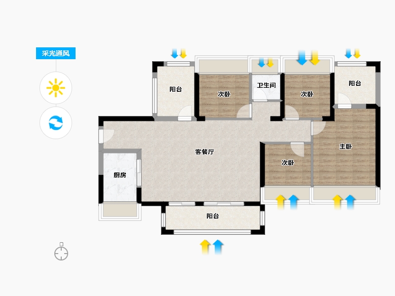 广西壮族自治区-柳州市-龙光玖珑府-102.79-户型库-采光通风