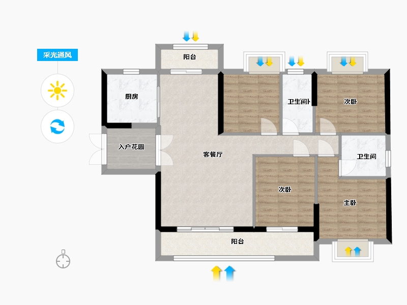 广东省-河源市-万绿春天-101.37-户型库-采光通风