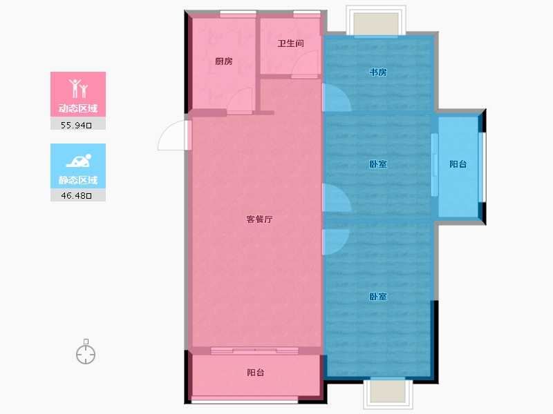 浙江省-宁波市-晴园三期-94.00-户型库-动静分区