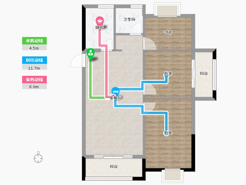 浙江省-宁波市-晴园三期-94.00-户型库-动静线