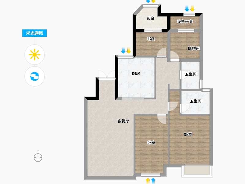 浙江省-宁波市-泰悦首府-99.00-户型库-采光通风