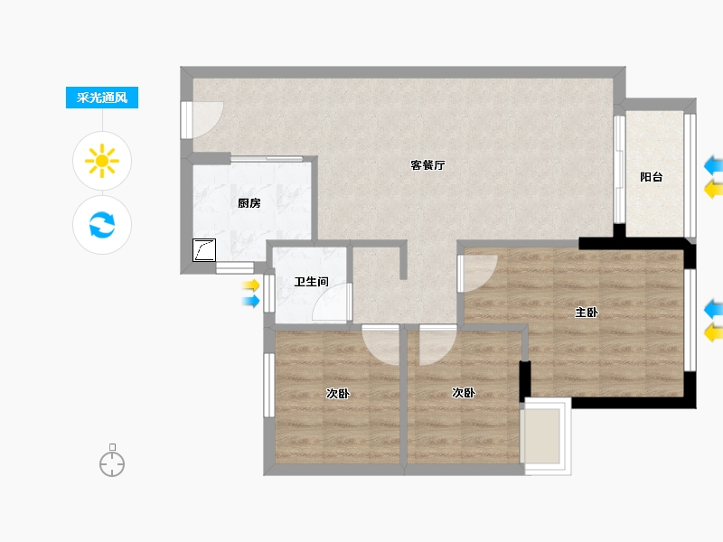 福建省-泉州市-碧桂园万顺城央壹品-67.16-户型库-采光通风