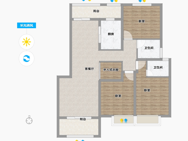 江苏省-南通市-苏中尚城-109.01-户型库-采光通风