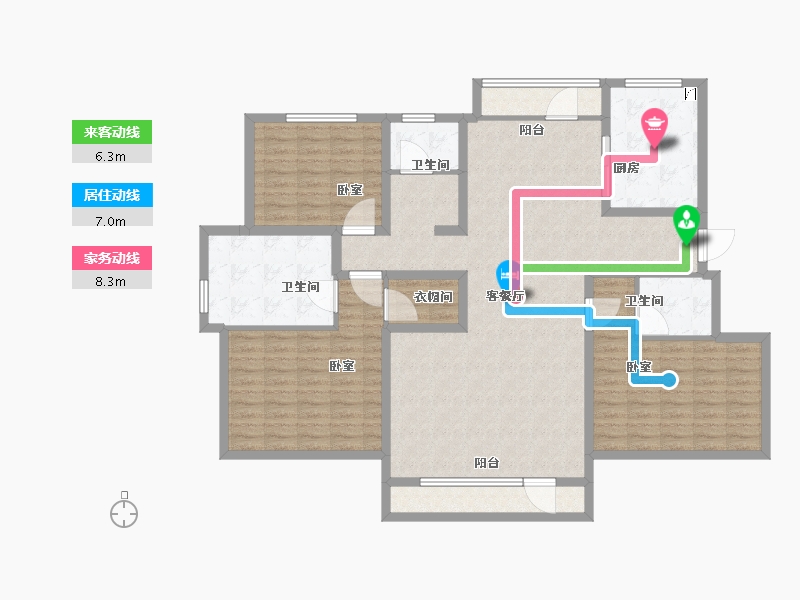 辽宁省-辽阳市-鸿飞·东方假日-143.00-户型库-动静线