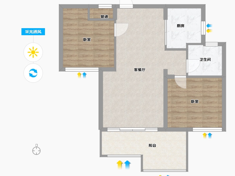 浙江省-温州市-君悦豪庭-69.50-户型库-采光通风