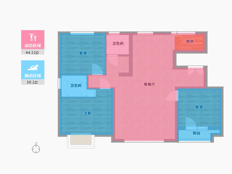 内蒙古自治区-呼和浩特市-闻都世界城-71.00-户型库-动静分区