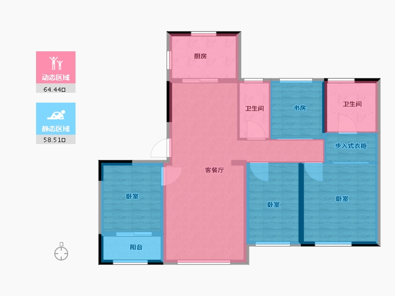 浙江省-宁波市-雅戈尔明洲-111.01-户型库-动静分区