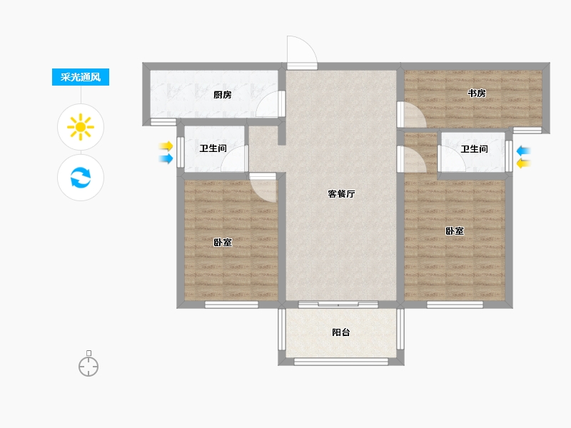 江苏省-宿迁市-盛世家园-93.86-户型库-采光通风