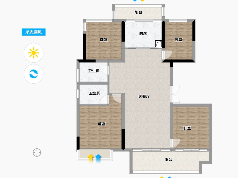 四川省-巴中市-明发·桃源名著-118.43-户型库-采光通风