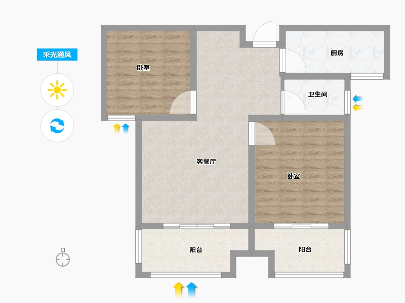 江苏省-宿迁市-盛世家园-84.38-户型库-采光通风