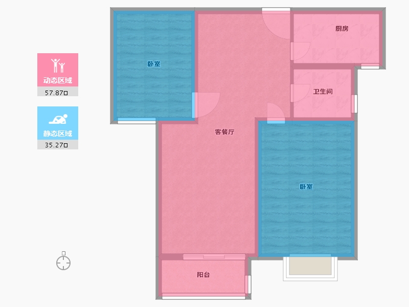 内蒙古自治区-呼和浩特市-闻都世界城-83.99-户型库-动静分区