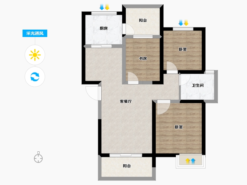 安徽省-合肥市-华润橡树湾-80.81-户型库-采光通风