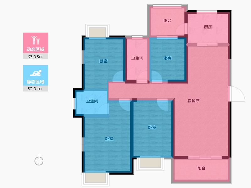 安徽省-合肥市-华润橡树湾-102.23-户型库-动静分区