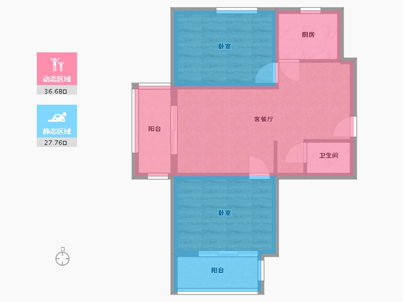 内蒙古自治区-呼和浩特市-闻都世界城-56.93-户型库-动静分区