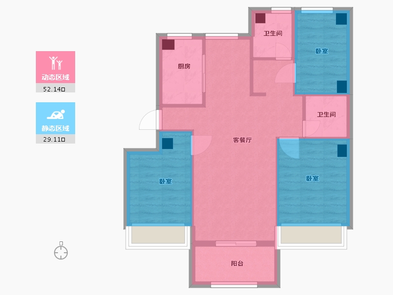 浙江省-嘉兴市-卡森卫星城名庭园-72.00-户型库-动静分区