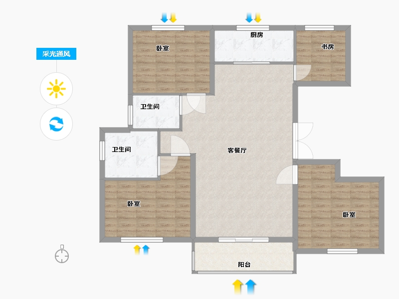 浙江省-嘉兴市-濮院·万家星城-112.93-户型库-采光通风