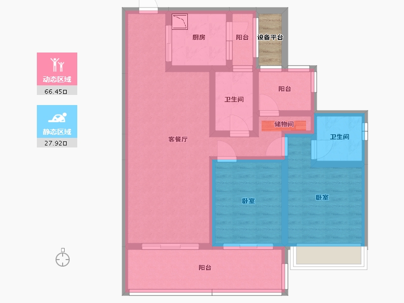 广东省-韶关市-乐昌碧桂园凤凰名邸-84.25-户型库-动静分区