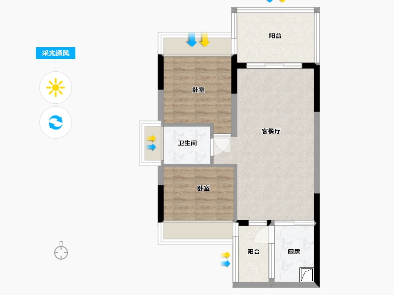 广东省-湛江市-万华城市花园-60.90-户型库-采光通风