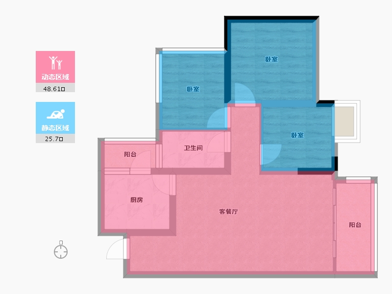 四川省-内江市-国联·东湖御景-65.44-户型库-动静分区