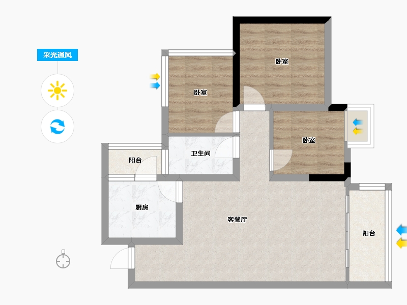 四川省-内江市-国联·东湖御景-65.44-户型库-采光通风