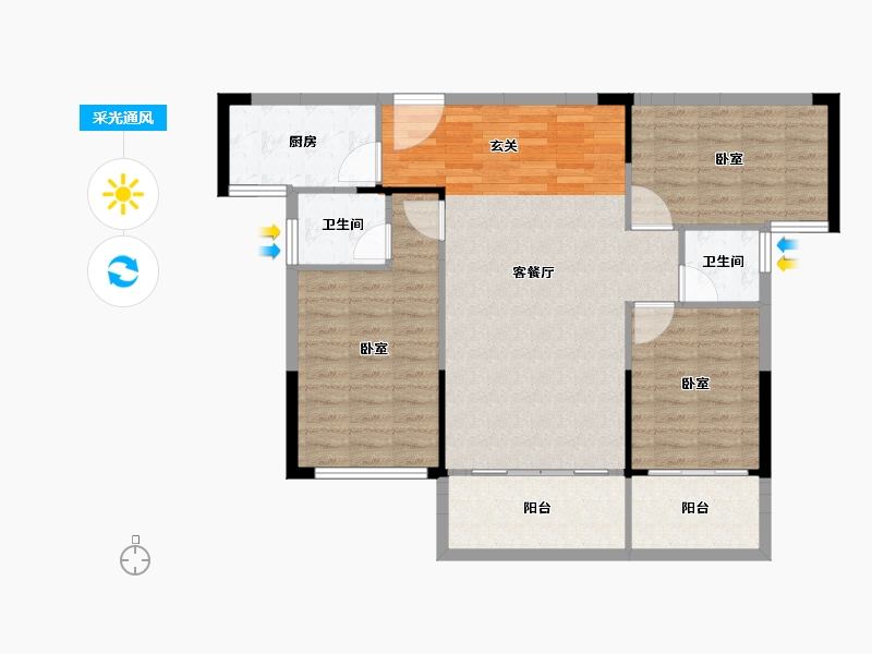 湖南省-郴州市-建工珑悦文兴府-96.50-户型库-采光通风