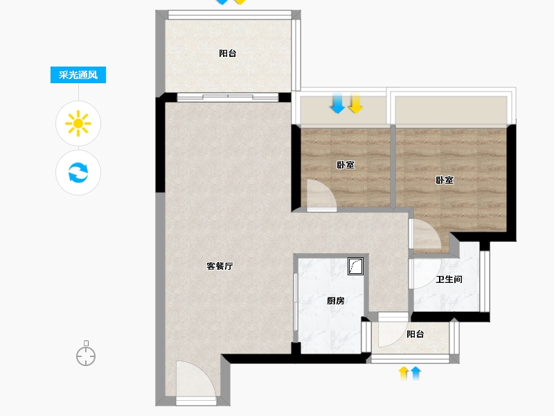 广东省-湛江市-万华城市花园-58.08-户型库-采光通风