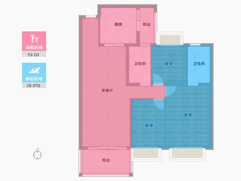 广东省-梅州市-梅州恒大江山帝景-87.88-户型库-动静分区