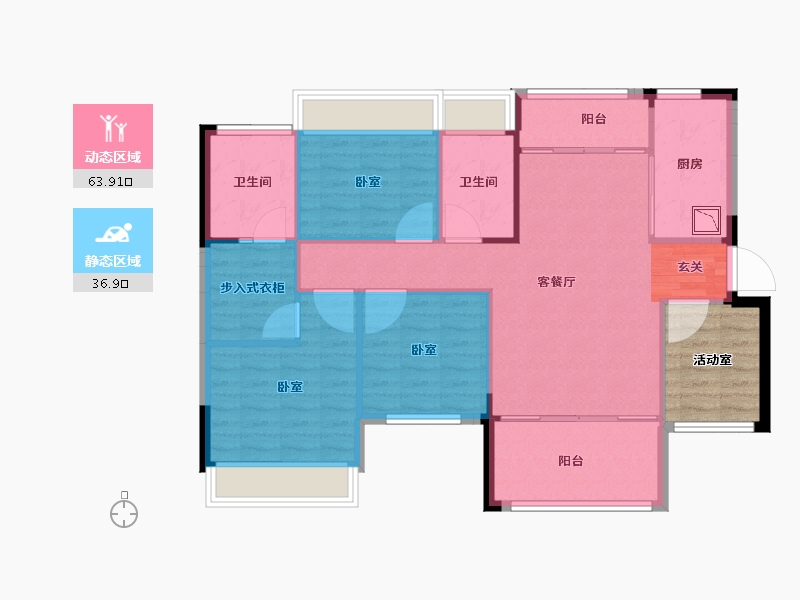 湖南省-常德市-金侨·芳华府-98.00-户型库-动静分区