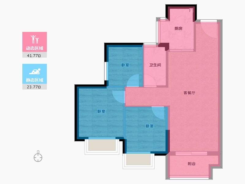 广东省-东莞市-招商·保利依城大观-58.45-户型库-动静分区