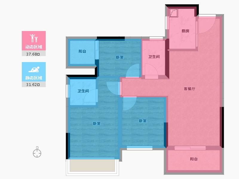 广西壮族自治区-南宁市-天隆江湾学府-60.58-户型库-动静分区