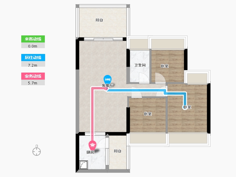 广东省-湛江市-万华城市花园-69.97-户型库-动静线