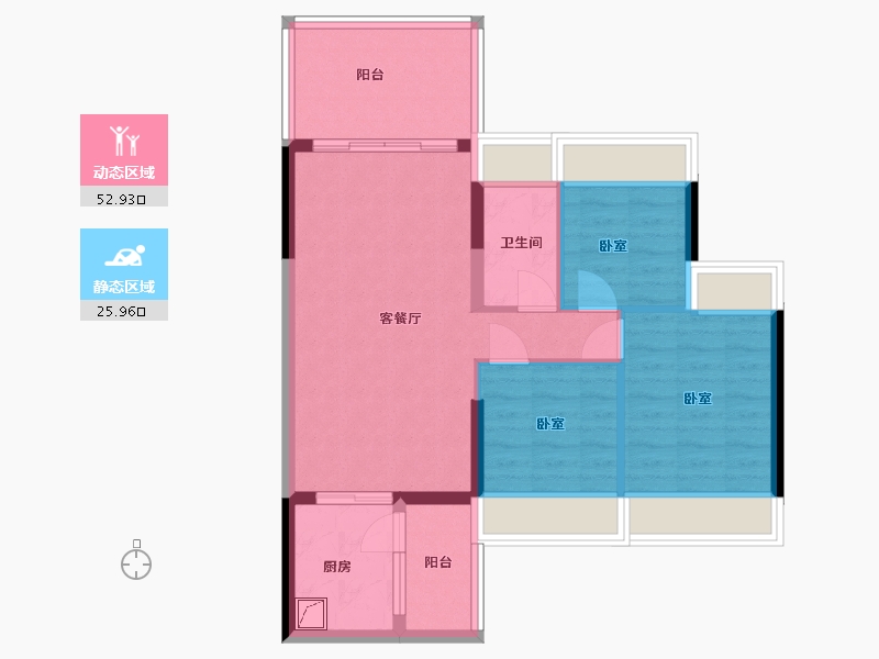 广东省-湛江市-万华城市花园-69.97-户型库-动静分区