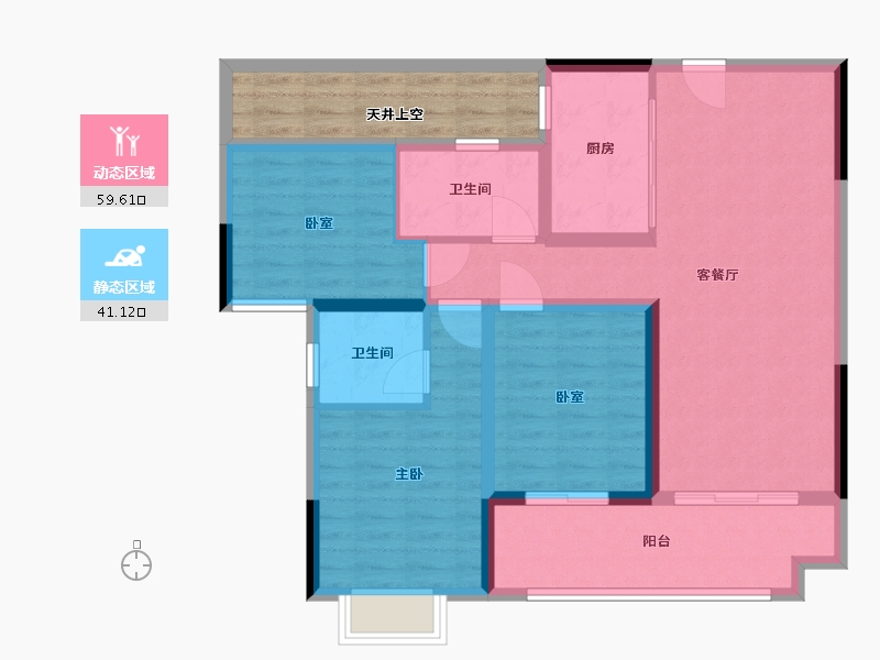 湖北省-襄阳市-和信翠柳苑-90.14-户型库-动静分区