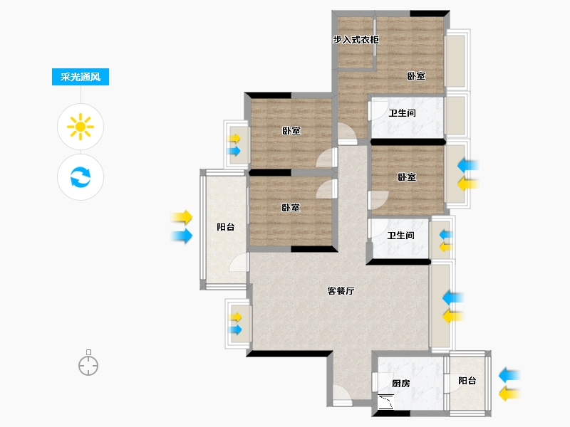 广东省-深圳市-富士君荟-103.61-户型库-采光通风