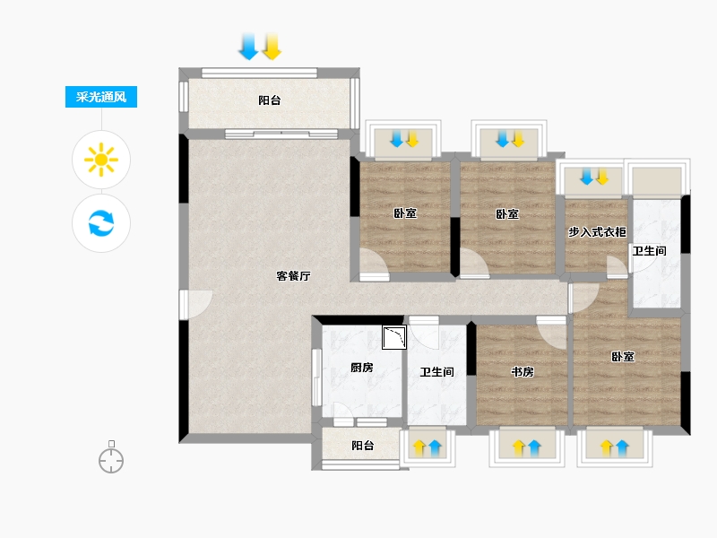 广东省-深圳市-富士君荟-91.67-户型库-采光通风